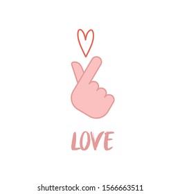 Korea finger heart vector illustration. Korean love sign icon.