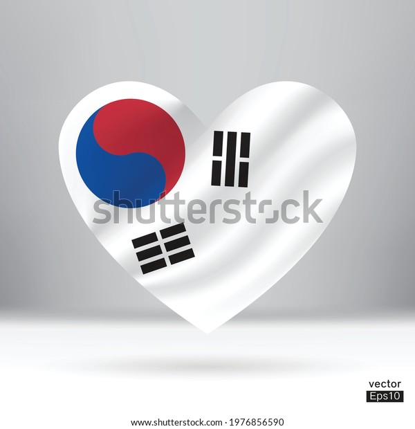 Korea Flag Heart Shape Sign National Stock Vector (Royalty Free
