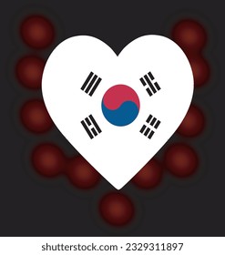 Korea flag heart. vector illustration solated on black background