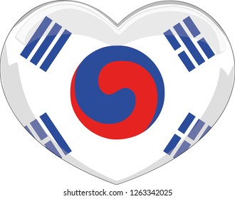 Korea flag, Heart vector, sticker, eps10