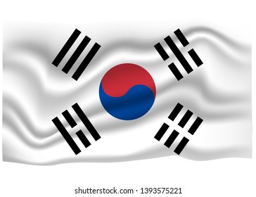 Korea Flag Icon. National Flag Banner. Cartoon Vector illustration.
