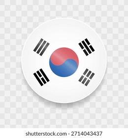 Korea Flagge auf Knopfdruck glänzend Glas