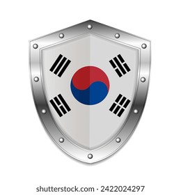 Korea flag on shield vector illustration