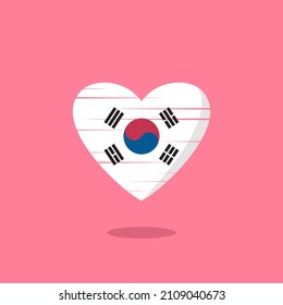 Korea flag shaped love illustration. Floating flag love icon. Nationality concept.