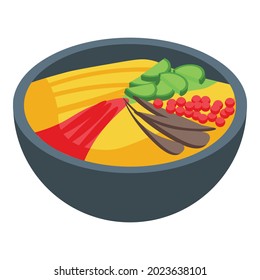 Korea food bowl icon isometric vector. Korean dinner. Top dish