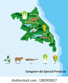 KOREA Gangwon-do Map and  Special Products Icon