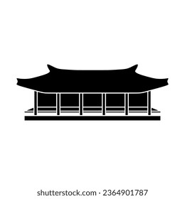 Korea house in black fill flat icon style. Korean iconic colossal house vector illustration in trendy style. Editable graphic resources for many purposes.  