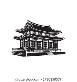 Korea house in black fill flat icon style. Korean iconic colossal house vector illustration in trendy style. Editable graphic resources for many purposes