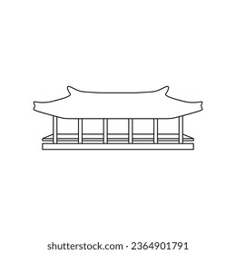 Korea house in outline flat icon style. Korean iconic colossal house vector illustration in trendy style. Editable graphic resources for many purposes.  