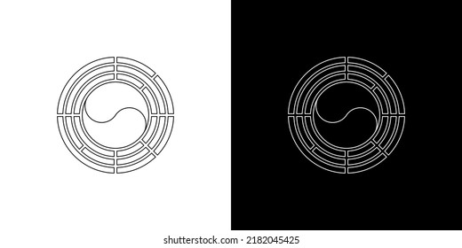 korea Symbol Umriss Set. Vektorgrafik