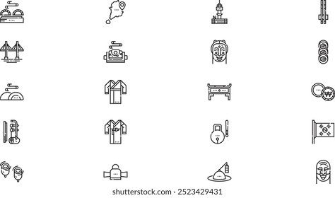 Korea icons High-Quality Vector Icons Collection with Editable Stroke. Ideal for Professional and Creative Projects.