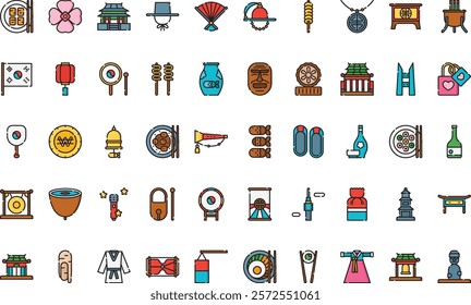 Korea icons High-Quality Vector Icons Collection with Editable Stroke. Ideal for Professional and Creative Projects.