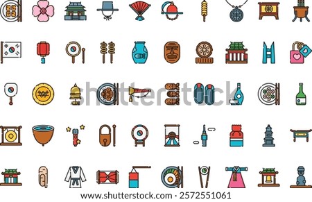 Korea icons High-Quality Vector Icons Collection with Editable Stroke. Ideal for Professional and Creative Projects.