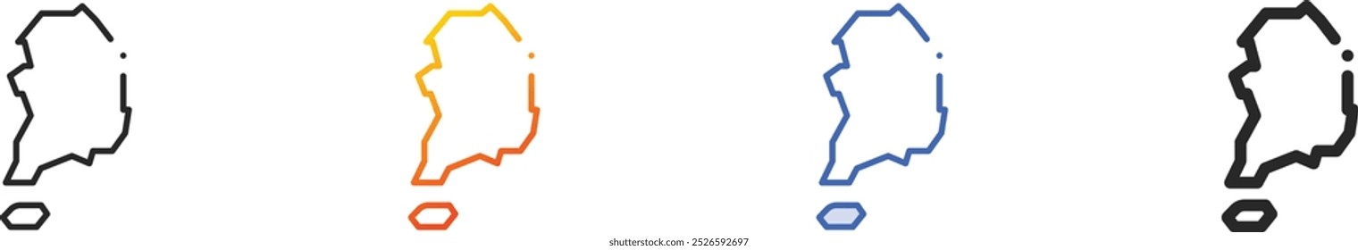 korea icon.Thin Linear, Gradient, Blue Stroke and bold Style Design Isolated On White Background