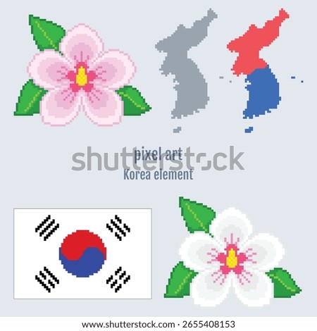 Korea Illustration elements collection of Pixel Art Icon Retro 8 Bit Style
