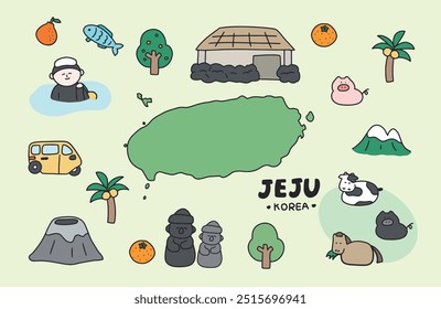 한국 제주도 일러스트 (korea jeju island illustration)