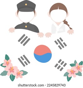 Korea Liberation Day. People in hanbok celebrate by waving Taegeukgi. Liberation Day.