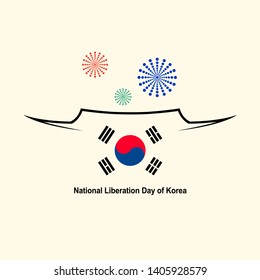 Korea Liberation Day. Traditional roof and Korean flag style symbol design