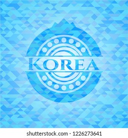 Korea light blue emblem. Mosaic background
