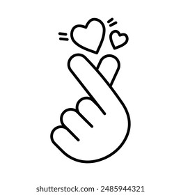 korea love hand sign outline design