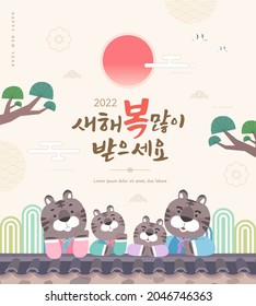 Korea Lunar New Year. New Year Illustration. New Year's Day Greeting. Korean Translation : 