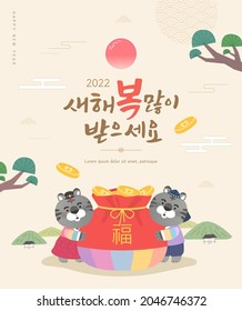 Korea Lunar New Year. New Year Illustration. New Year's Day Greeting. Korean Translation : 