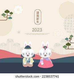 Korea Lunar New Year. New Year's Day greeting. Text Translation "happy new year"
