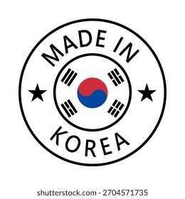 Coreia Feito em carimbo em círculo com bandeira Modelo vetor no fundo branco