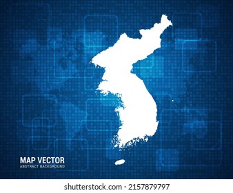 Korea-Karte mit abstrakter, blauer Hintergrund-Technologie Pixel-Platine Textur.
