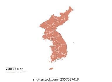 Korea Map - abstract style orange isolated on white background for design vector.