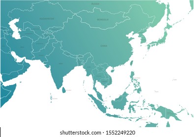 korea map. asia countries map with named. detailed asia country map.