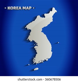 Korea map blue line 3D vector