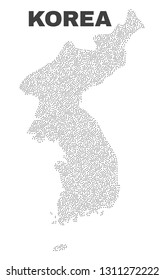 Korea map designed with little dots. Vector abstraction in black color is isolated on a white background. Random little dots are organized into Korea map. Dotted abstract design for patriotic posters.