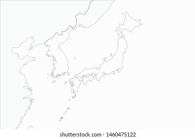 korea map. graphic vector east sea map of korea. japan map.  