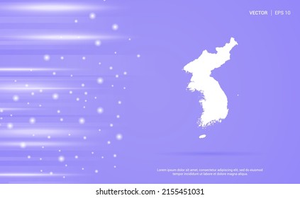 Korea map isolated on purple background. Vector Illustration.