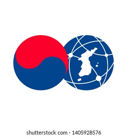 Korea map and Korean flag style emblem design
