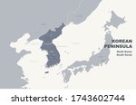 korea map. south and north korea. korean peninsula vector map.