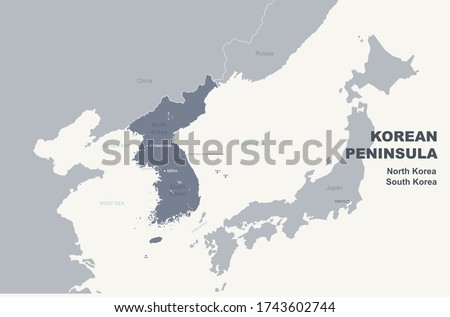 korea map. south and north korea. korean peninsula vector map.