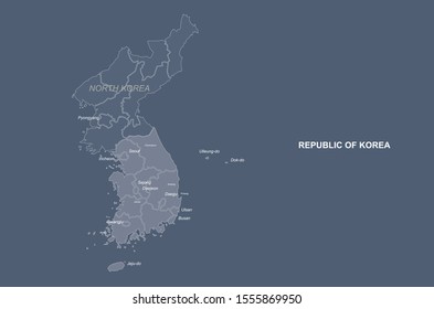 korea map. south korea vector map.
korean peninsula.