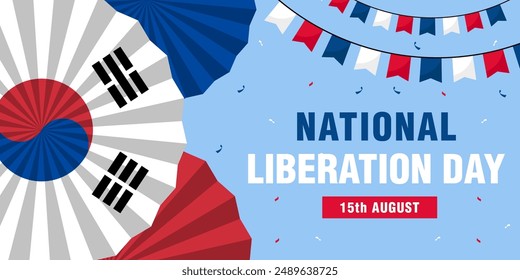 korea national liberation day horizontal banner illustration