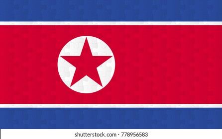 Korea, Noeth Flag. Vector image of Korea, Noeth Flag 144 pieces of jigsaw puzzles Vector eps 10 illustration.