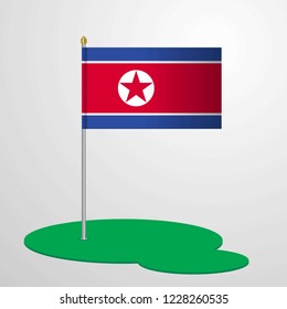 Korea North Flag Pole