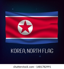 Korea, North flag waving with the wind, 3D illustration - Vector