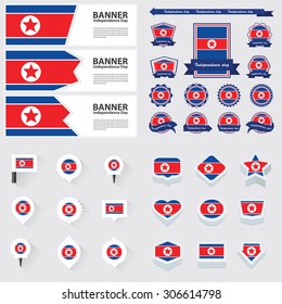 korea north independence day, infographic, and label Set.