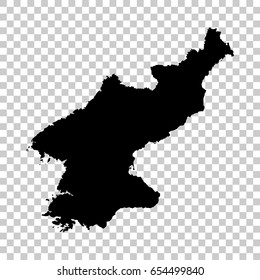 Korea North map isolated on transparent background. Black map for your design. Vector illustration, easy to edit.