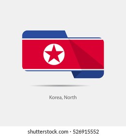 Korea North national flag on a white background with shadow. vector illustration