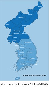 Korea political map divide by state colorful outline simplicity style. Vector illustration.