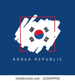 Korea Republic Brush Logo Vector Template Design Illustration