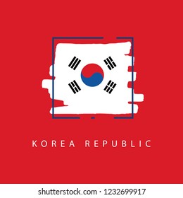 Korea Republic Brush Logo Vector Template Design Illustration