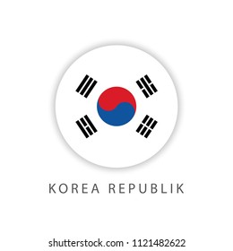 Korea Republic Button Flag Vector Template Design Illustrator